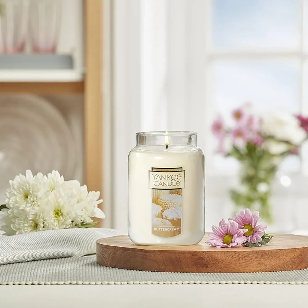 Candle Buttercream Scented, Classic 22oz Large‎ Jar Single Wick Candle, Over 110